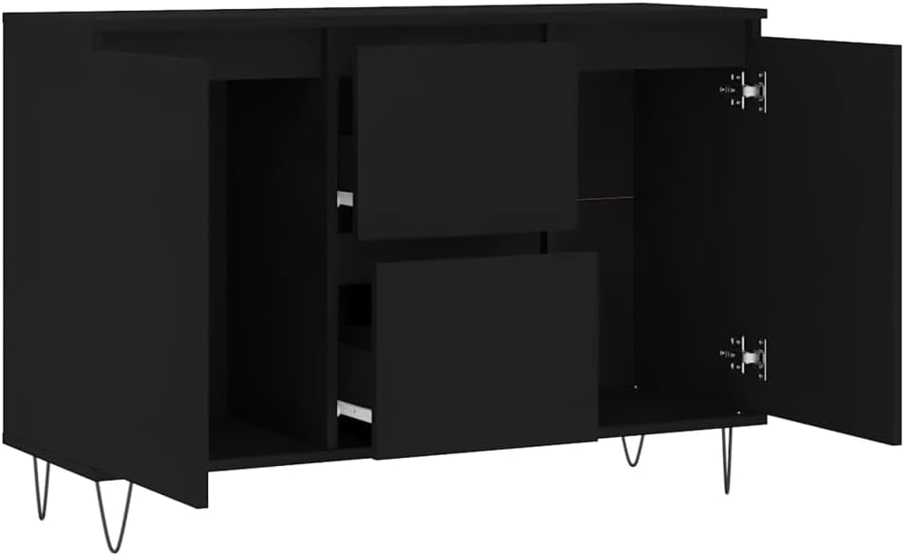 Sideboard Black 104 x 35 x 70 cm Wood Composite Chest of Drawers Bedroom Dressers & Sideboards, Living Room Cabinet, Dresser Cabinet, Bedroom Chest of Drawers, Hallway Chest of Drawers, Room