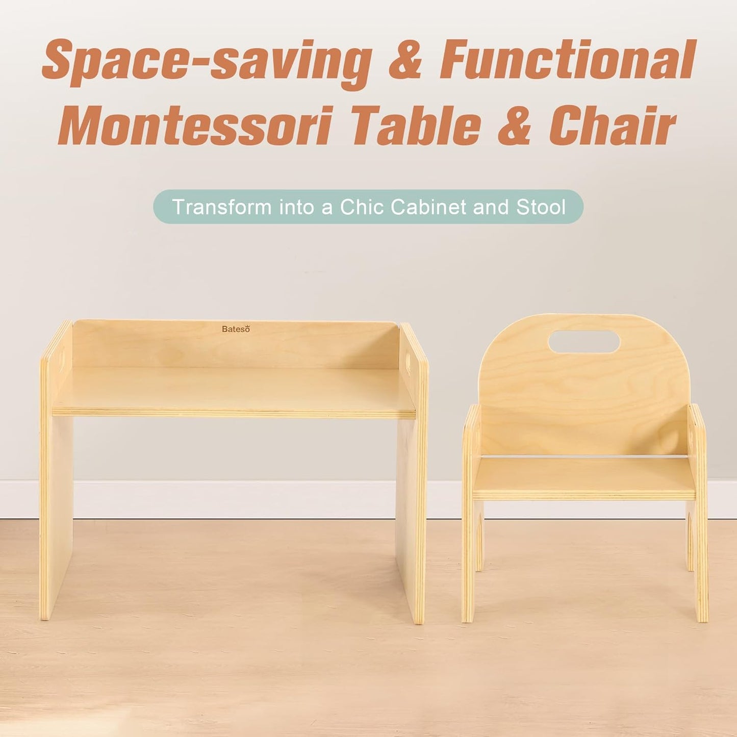 Montessori Weaning Table and Chair Set for Toddlers, Kids Furniture for Play, Dining & Crafts, Ideal for Boys and Girls Aged 1-3 Years