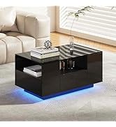 Coffee Table Living Room Table Sofa Table Coffee Table Side Table with Shelf and Drawers Wooden TV Table Living Room Furniture Table Chest of Drawers TV Design Black High Gloss