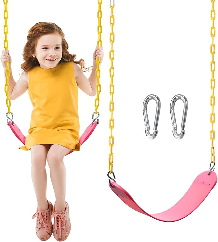 TURFEE Swing for Outdoor Swing Set - Pack of 1 Seat Replacement Kit with Heavy Duty Chains - Backyard Swingset Playground Accessories for Kids (Blue)