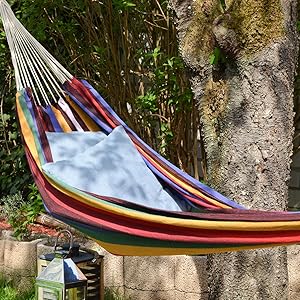 XXL Hammock 2 people 400X160 CM | Load Capacity up to 150 kg/100% Cotton | Amanka Multi-Person Hammock, multicoloured