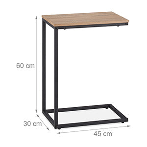 Side Table in C-Shaped Height 60 x 30 x 45 cm Height x Height 60 x 30 x 45 cm Chair Table for Sliding Metal and Wood Effect Black/Brown