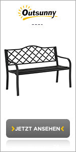 Steel Garden Bench, 2 Seater Park Bench with Backrest & Armrest, Floral Bench for Garden, Balcony, Max. 240 kg, Black, 127 x 63 x 83 cm