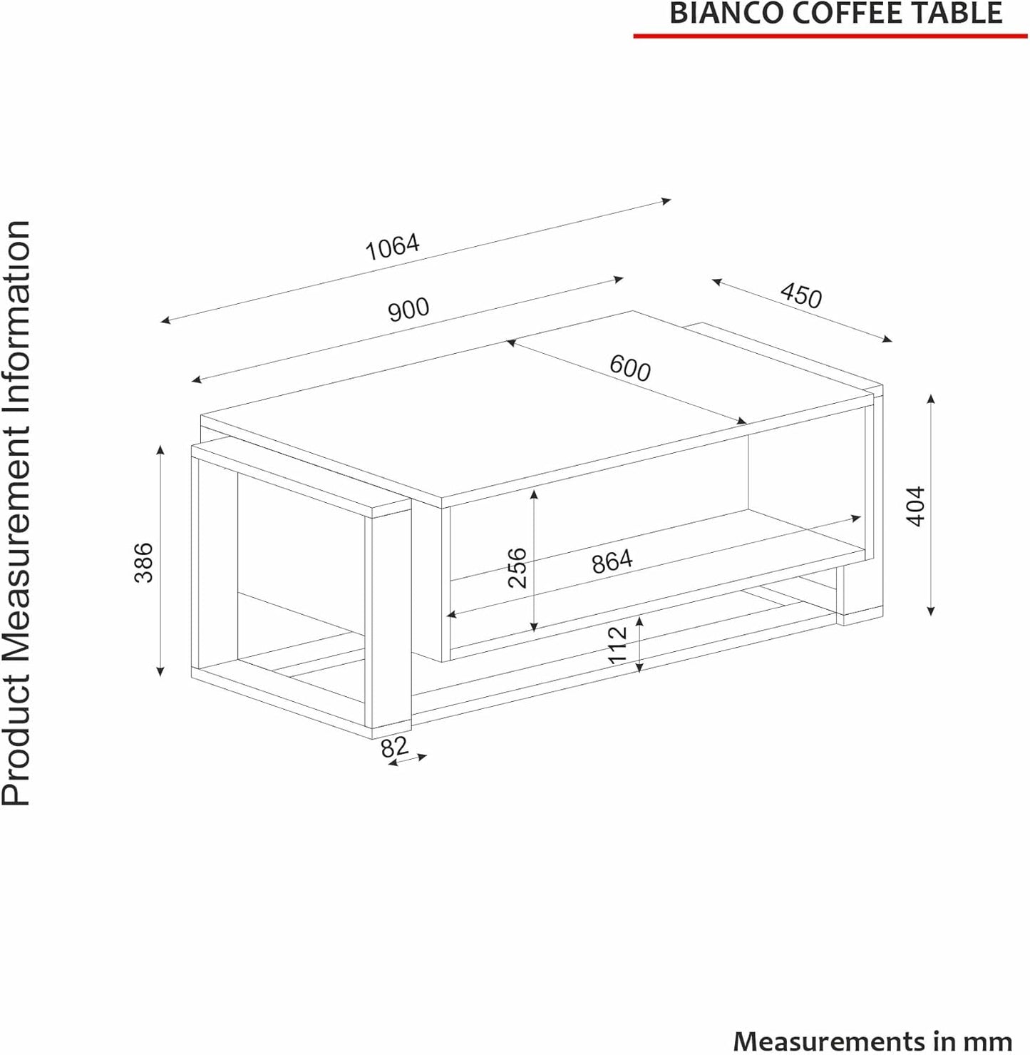 moebel17 2482 Coffee Table Sofa Table Living Room Table for Living Room, Wood, Beige Granite Look, High Gloss, Storage Compartments, Lots of Storage Space, Designer Table, 107 x 41 x 60 cm