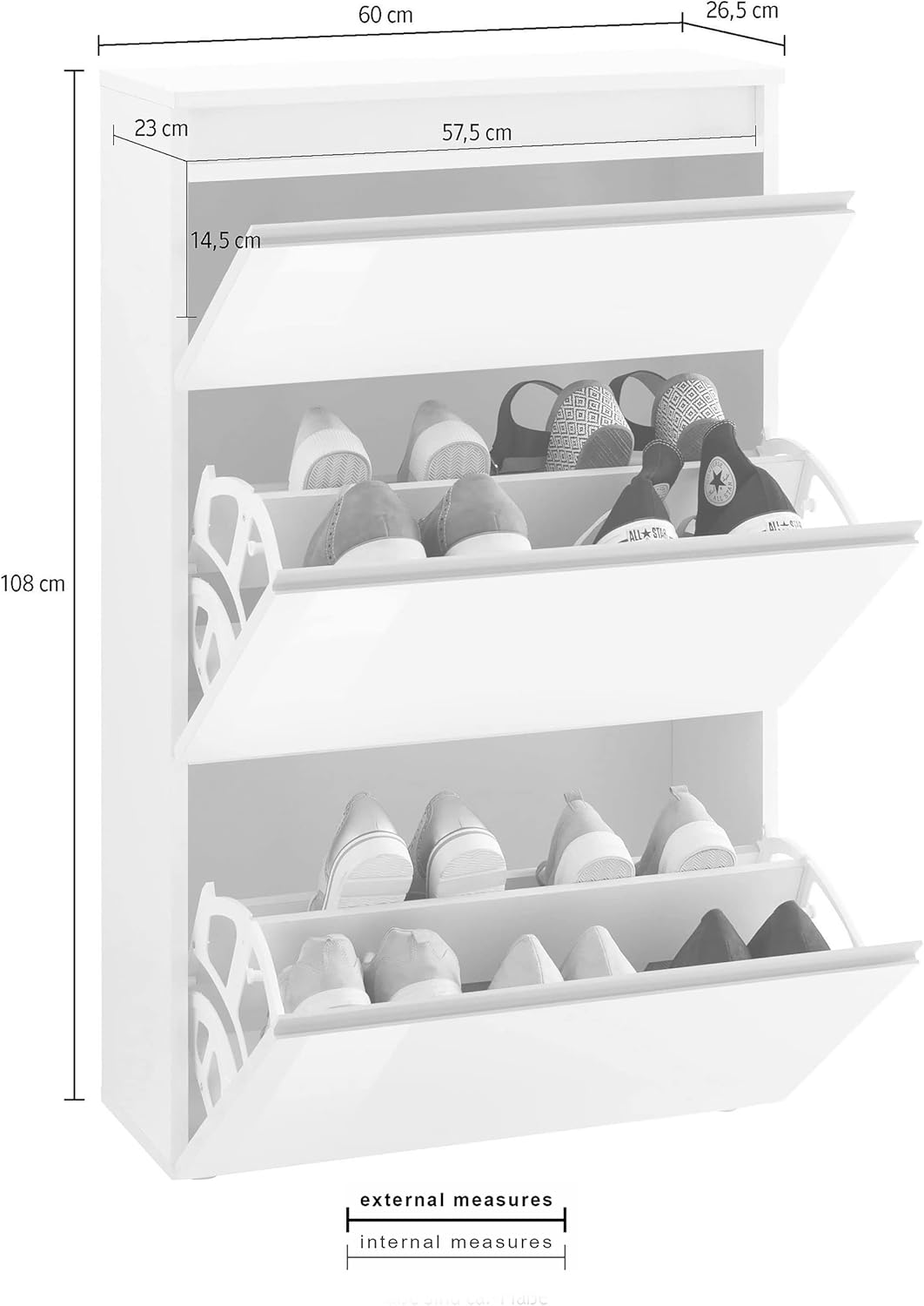 Magione Shoe Cabinet Shoe Rack Shoe Rack Hallway Furniture White High Gloss