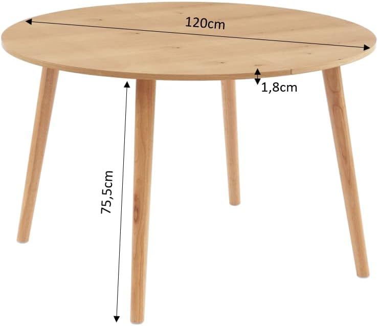 BAÏTA Oracle Oak Veneer Extendable Table 120 to 160 cm