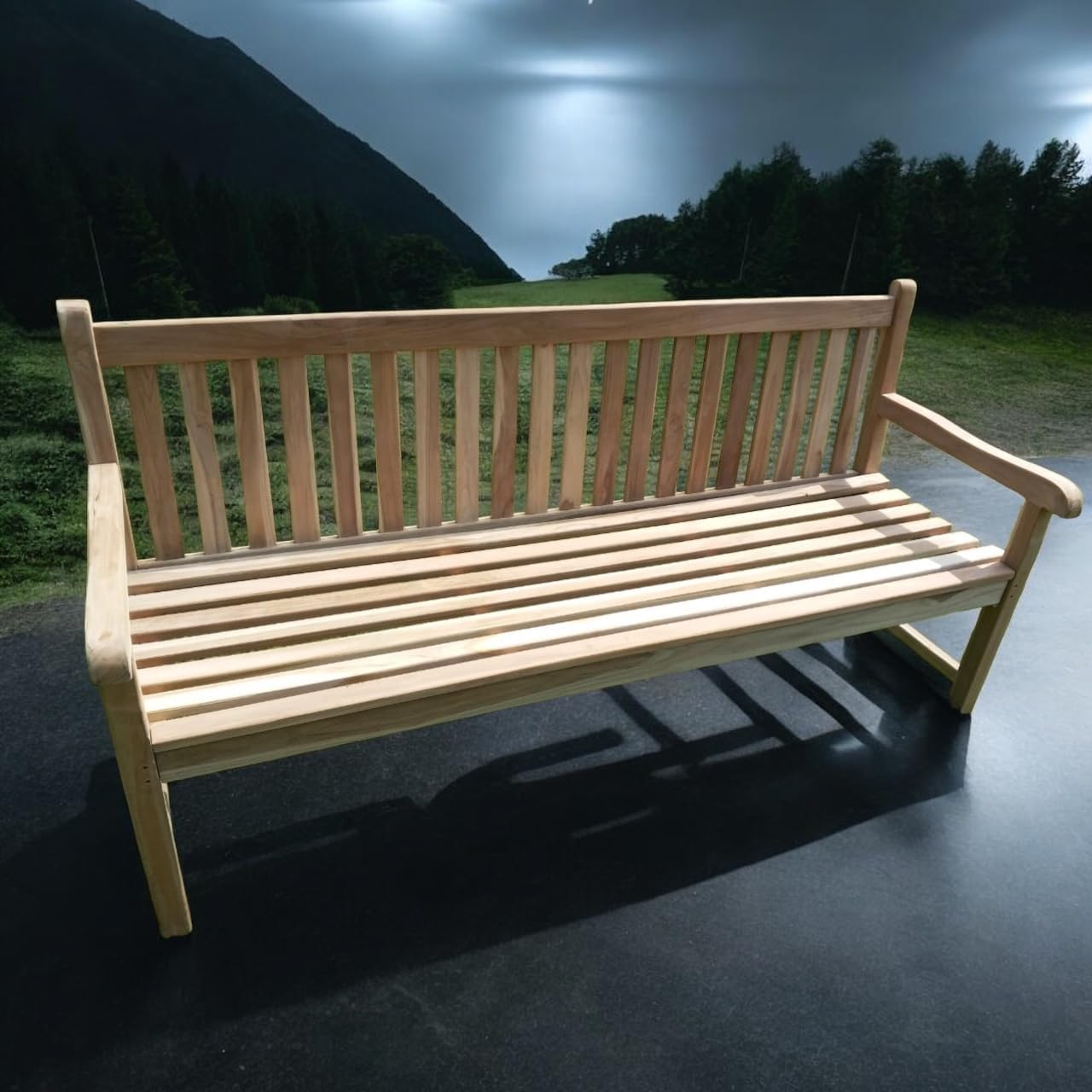 Solid Teak Bench 4-Seater Garden Bench Approx. 180 cm Wide Bench Park Bench Wooden Bench Teak Bench