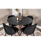 BOURGH Polar Dining Table - 90 cm Round Black Kitchen Table Dining Room Table for Restaurant Dining Room Kitchen