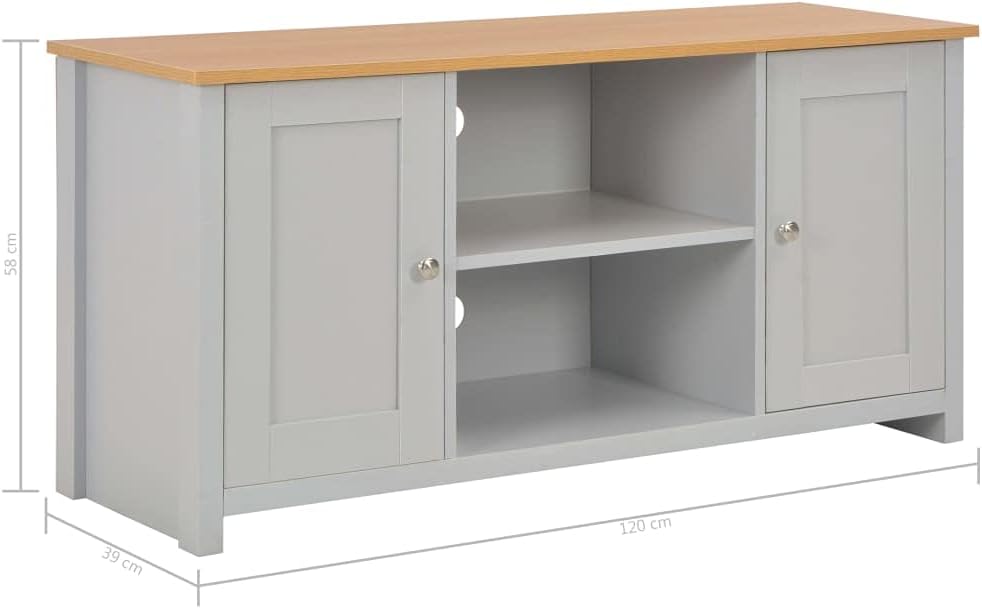 Mogou TV Cabinet, TV Cabinet, TV Furniture & Phone Furniture, TV Stand, TV Board, TV Cabinet, Bedroom, Grey 120 x 39 x 58 cm