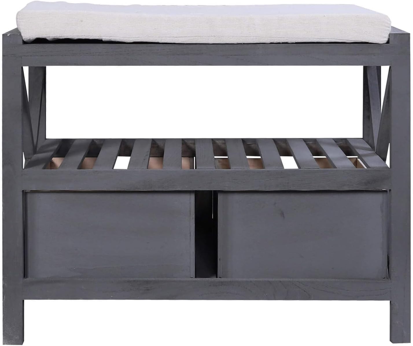 Mobili Hallway Bench with 2 Drawers 1 Shelf Storage Bench Grey Vintage Shabby Chic Bedroom Bathroom - Dimensions: 43 x 65 x 34 cm (H x L x W) - Item RE4551