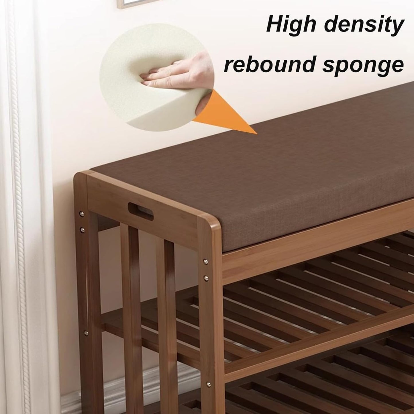 Shoe Bench with Seat 2-Tier Shoe Bench Shoe Organiser Stand 80 x 27 x 45 cm Padded Seat, Hallway, Bedroom and Entrance Area for the Entrance Area, Maximum Load 150 kg