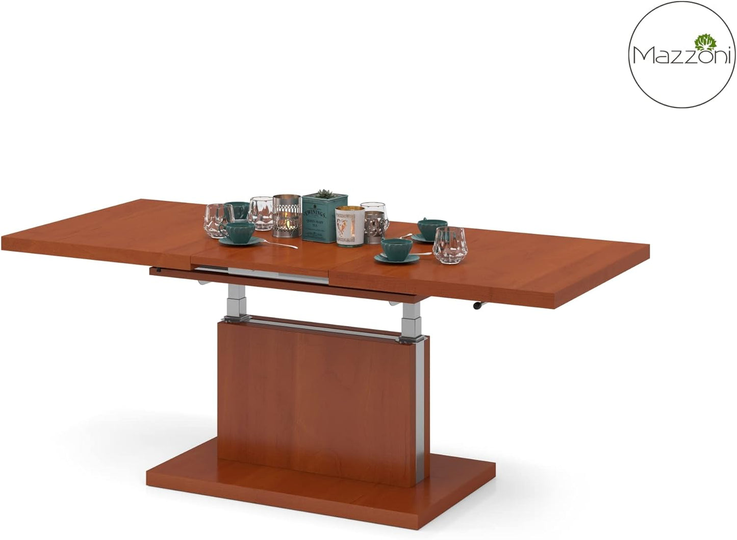 Mazzoni Aston Design Coffee Table Infinitely Height Adjustable Extendible 120 to 200 cm Cherry Wood