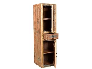 Calcutta Bathroom Tall Cabinet Recycled Wood Colourful Rustic Bathroom Tall Cabinet Solid Bathroom Furniture Solid Wood Bathroom Tall Cabinet Wall Cabinet (without Base)