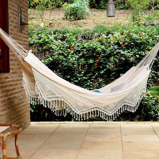 Double Hammock Natural with Border 100% Cotton