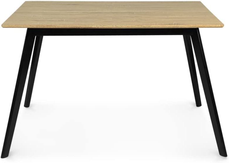 Scandinavian Extendable Dining Table Inga 120-160cm Wooden Top Black Feet