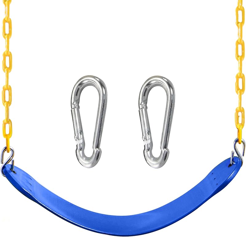 TURFEE Swing for Outdoor Swing Set - Pack of 1 Seat Replacement Kit with Heavy Duty Chains - Backyard Swingset Playground Accessories for Kids (Blue)