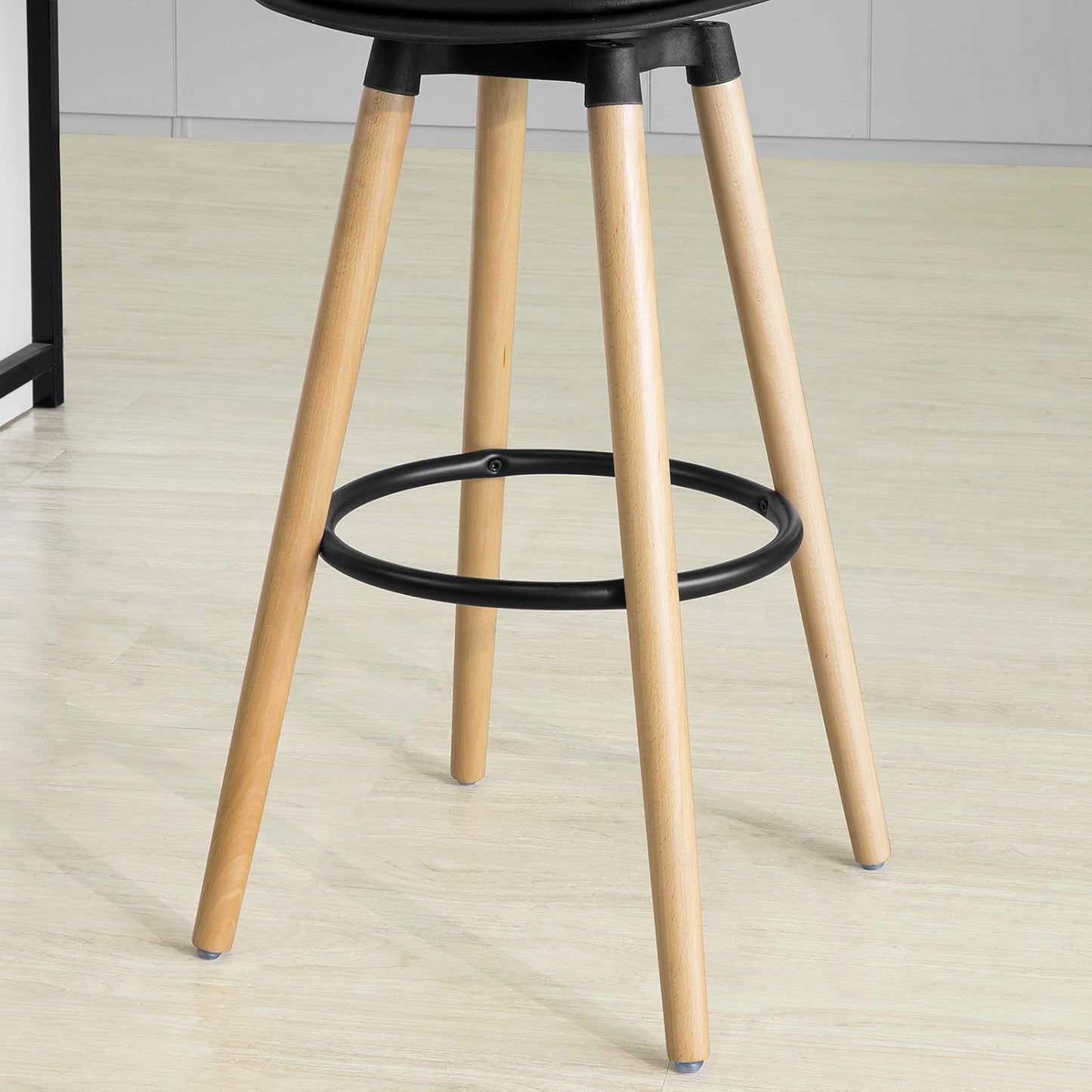 Bar Stool with Footrest Bar Stool with Backrest Black Beech Legs Seat Height 70 cm