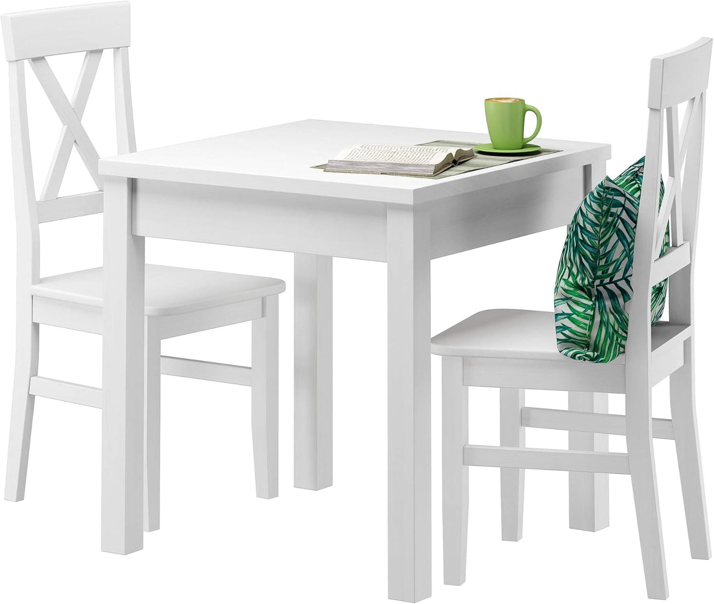 Small Dining Table Solid Wood Table White Kitchen Table Legs Smooth 90.70-50AW