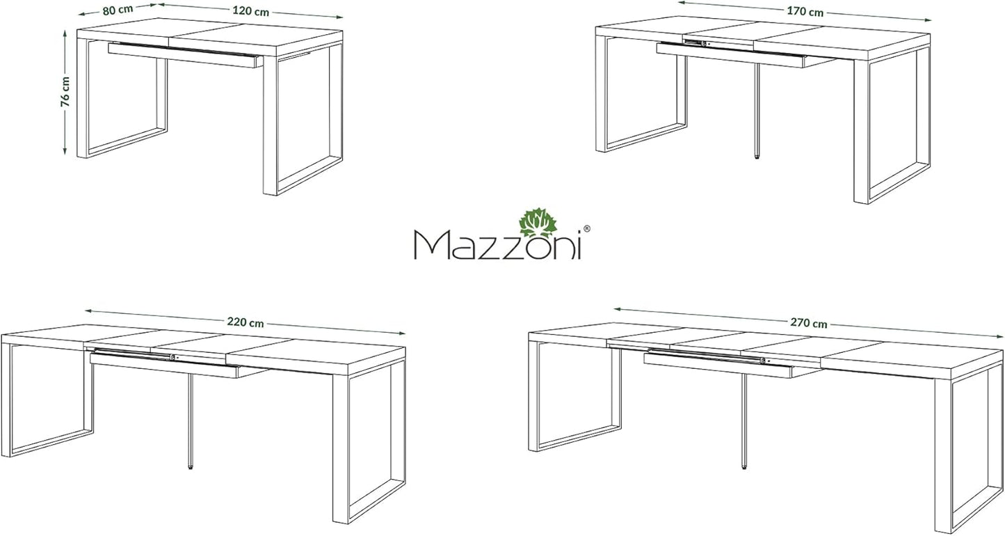 Mazzoni Avari Designer Dining Table Extendible 120 to 270 cm Colour: Concrete Matt Black