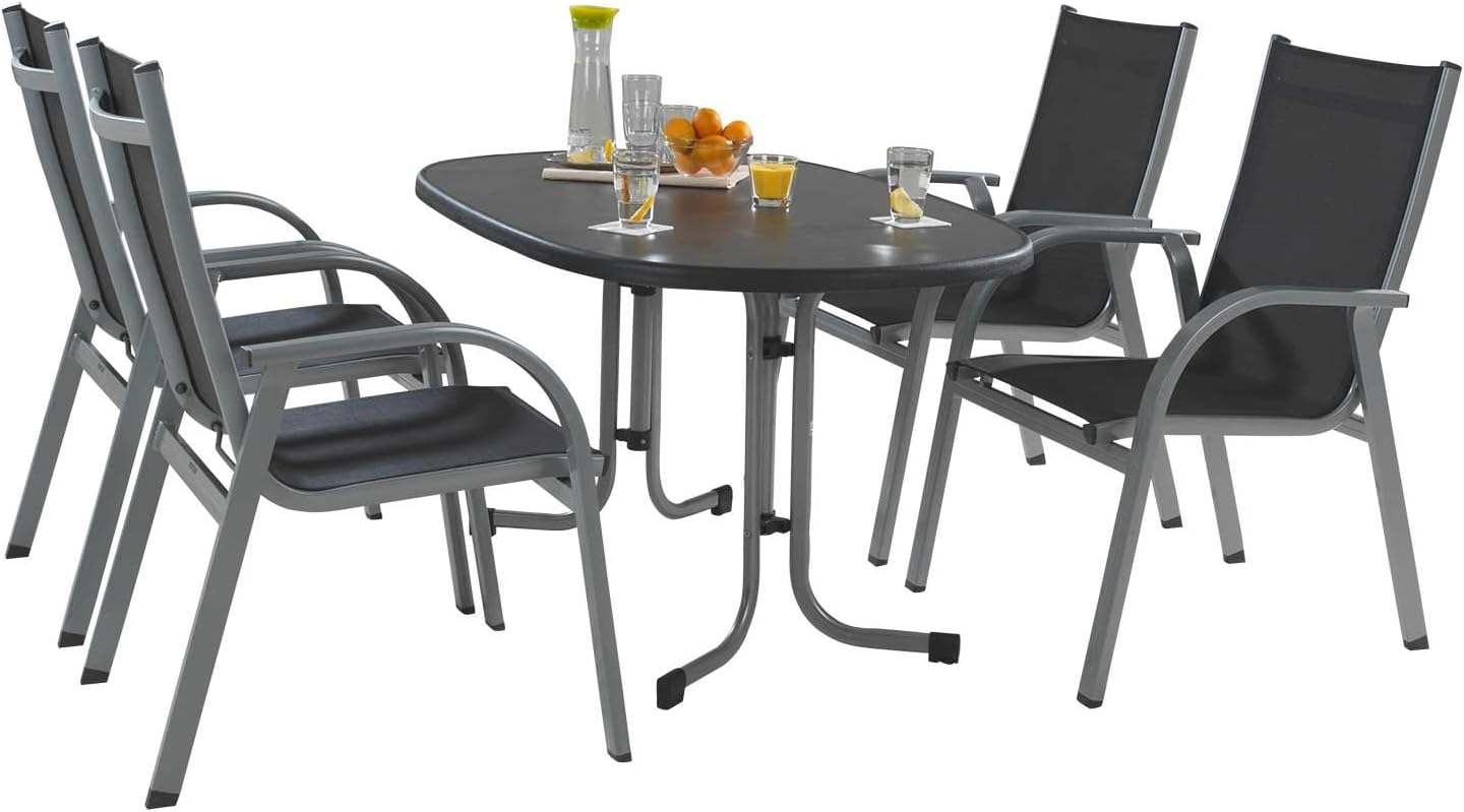 Folding Garden Table for 6 People 140 x 90 cm Grey Metal Dining Table Boulevard Folding Table