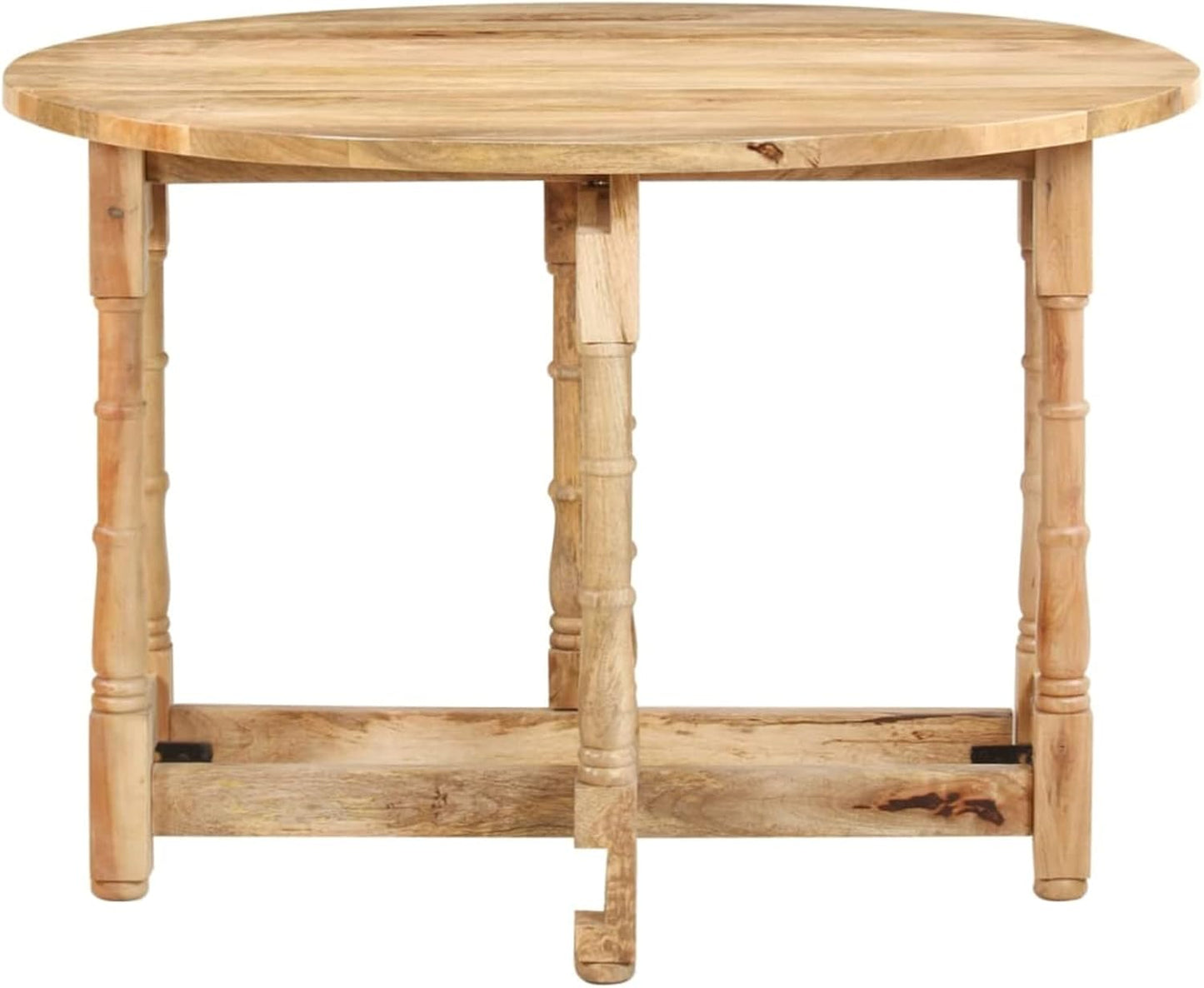 Dining Table Round 110 x 76 cm Mango Solid Wood Cake Table Extendable ESS Table Modern Round