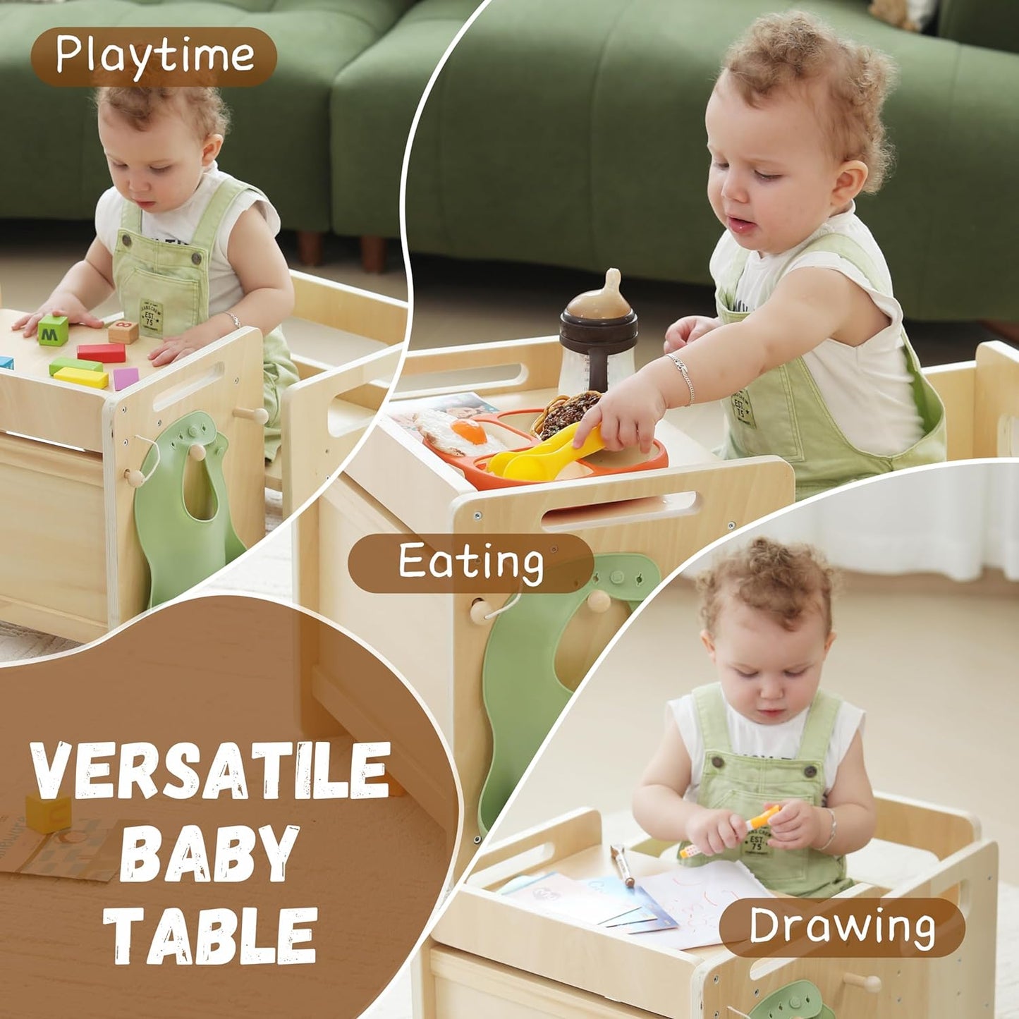 Montessori Weaning Table and Chair Set - Adjustable Design for Toddlers, Ideal for Mealtime, Learning, and Play