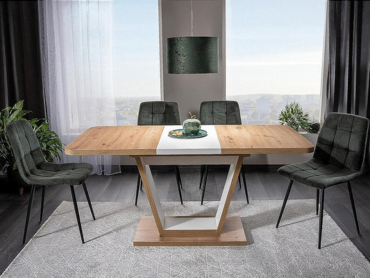 Designer Dining Table GS-777 Artisan Oak - White Matt Extendible 120 - 160 cm