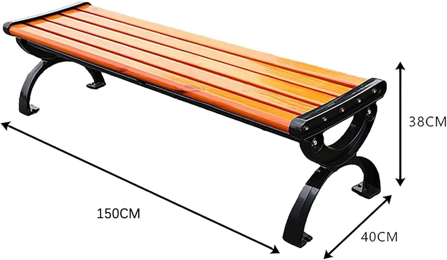 Outdoor Park Bench, Wooden Bench, Outdoor Patio, Leisure Bench, Suitable for Lawn, Porch, Pathway, 150 x 40 x 38 cm