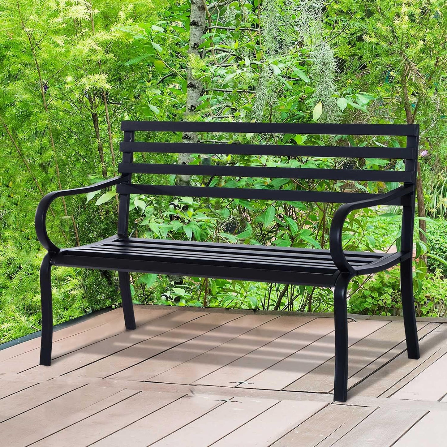 garden furniture 2 seater bench, garden seat 2 module, black.