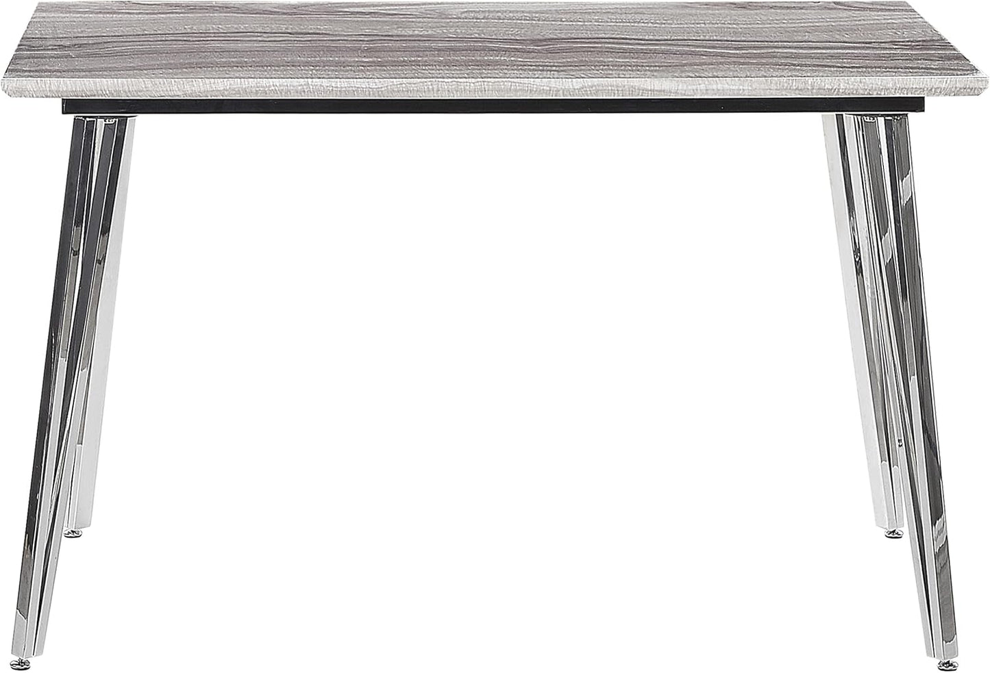 Dining Table Marble Look White / Silver Metal Frame Rectangular 120 x 70 cm Greyton