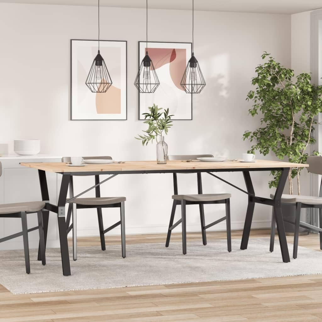 Dining Table Y-Frame 200 x 100 x 75 cm Solid Pine and Cast Iron Dining Table Dining Room Table Kitchen Table Kitchen Table Multipurpose Table 3282723