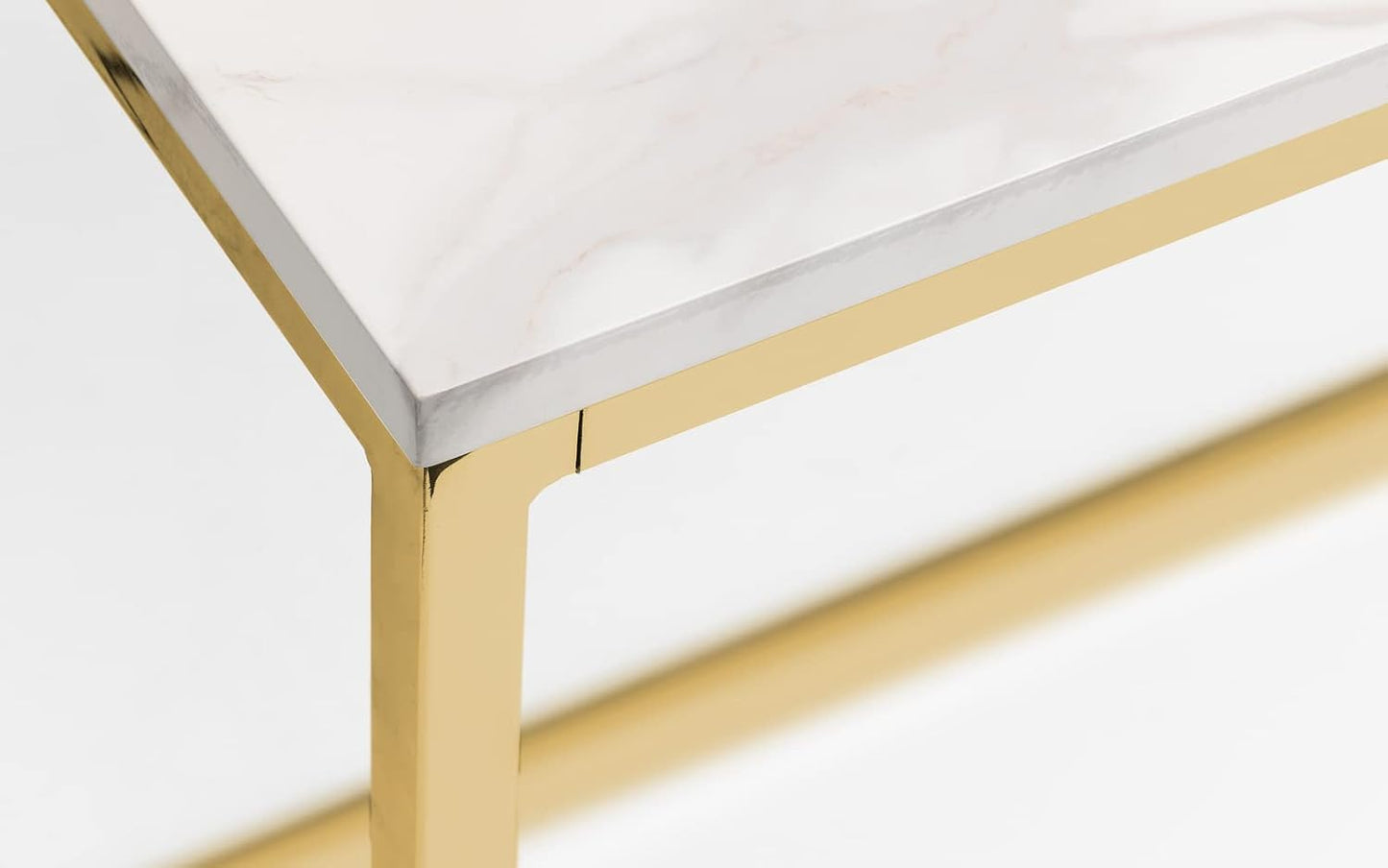 Scala Dining Table Gold Foil Covered MDF and Metal Marble and Gold 120 x 80