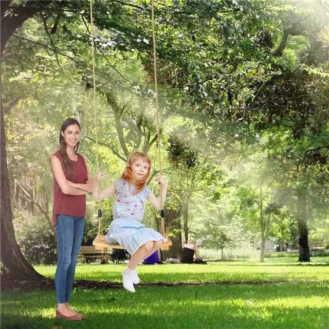 Classic Wooden Tree Swing Seat,Outdoor Tree Swing for Adults and Kids,Wooden Swing Seat with Strong Rope,Indoor/Outdoor Swing Seat for Garden, Patio, or Front Porch