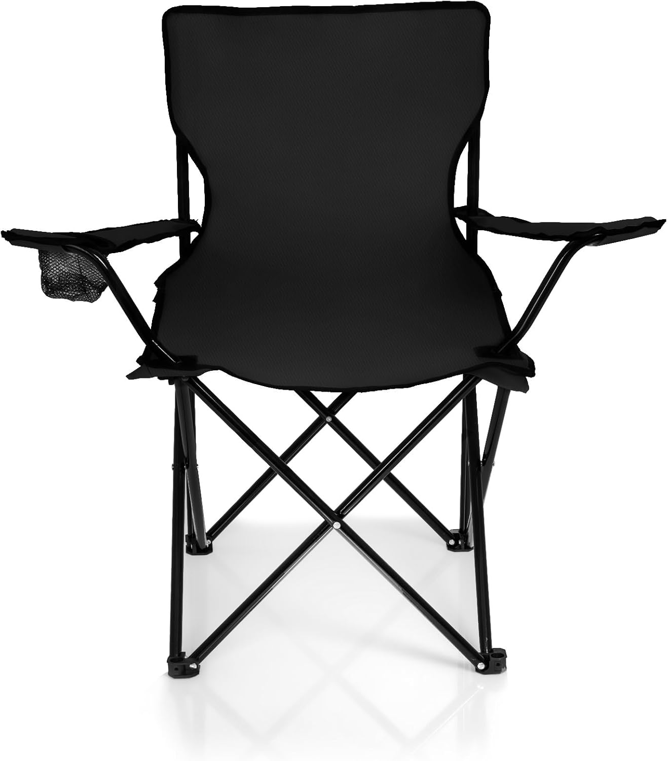 BigDean Folding Chair Black Camping Chair Fishing Chair with Drink Holder and Carry Bag - Folding Fishing Chair Garden Chair Folding Chair Relaxing Chair Fishing Chair Foldable