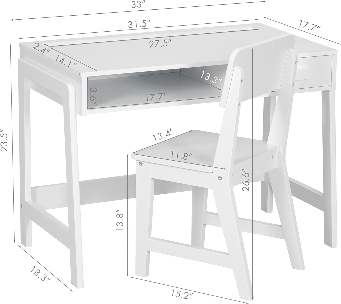 UTEX Kids Desk and Chair Set, Study Desk for Kids with Drawers, Wooden Children Study Table, Student Writing Desk Computer Workstation for Bedroom & Study Room