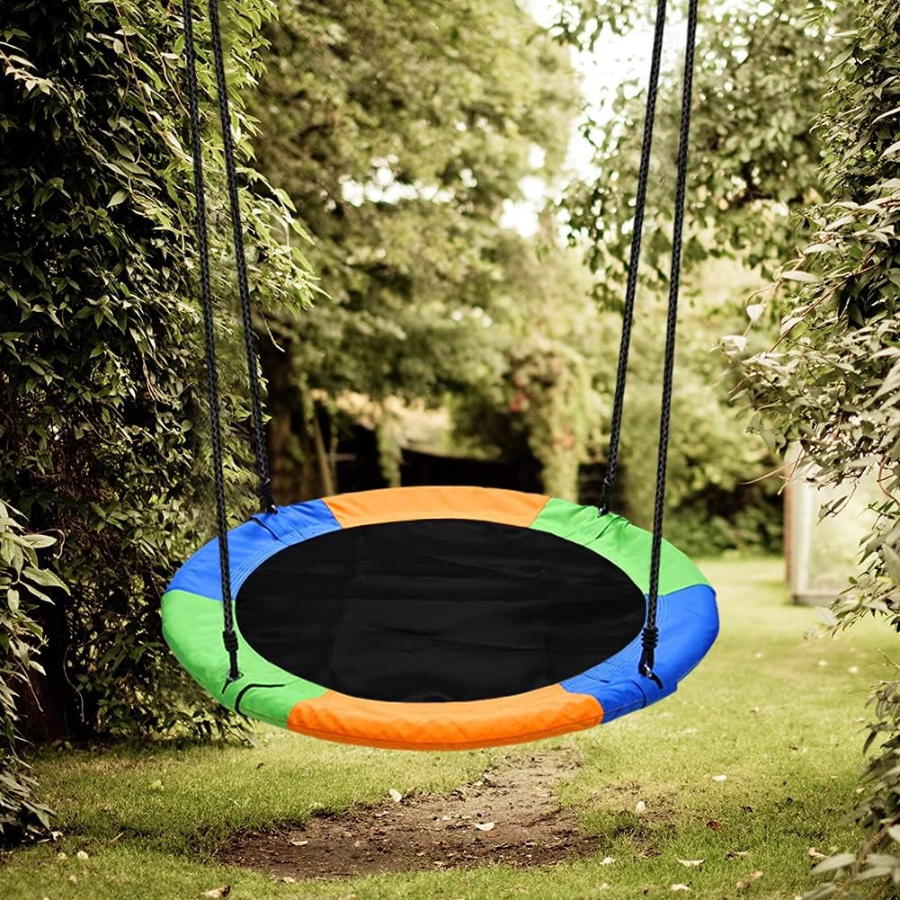 Juegoal 40 Inch Saucer Tree Swing, Large Rope Swing with Children Swing Platform Bonus Carabiner for Hanging Rope Outdoor