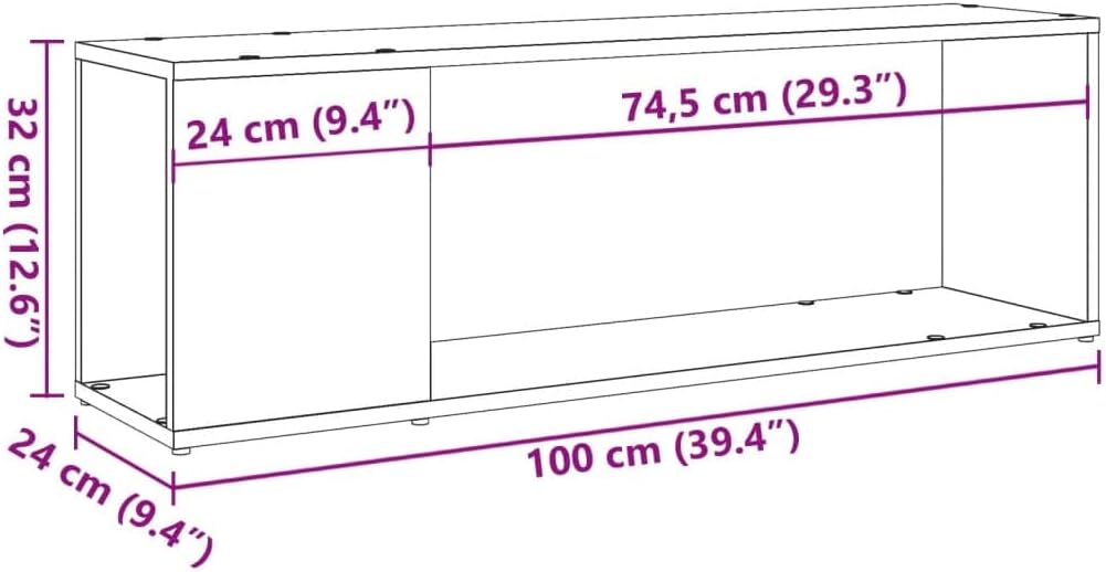 TV Cabinet Artisan Oak 100 x 24 x 32 cm Wood Material