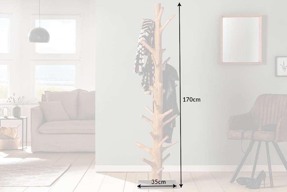 Solid Coat Stand Tree Nature 170 cm Natural Wood Coat Rack Hallway Coat Hook Made of Solid Wood