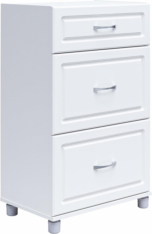 SystemBuild Evolution Kendall 24" 3 Drawer Base Cabinet - White