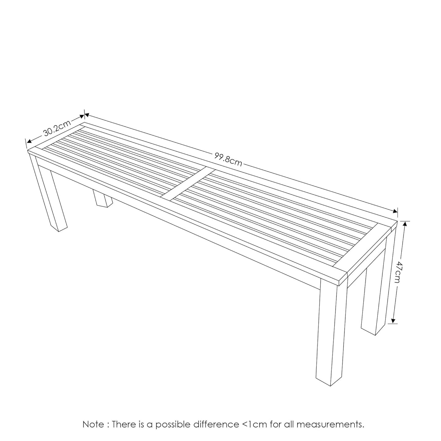 Furinno Tioman Outdoor Bench in Teak Oil, Wood, Natural, 30.23 x 99.82 x 46.9 cm