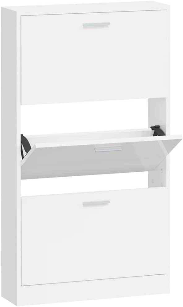 Shoe Cupboard High-Gloss White 59 x 17 x 108 cm