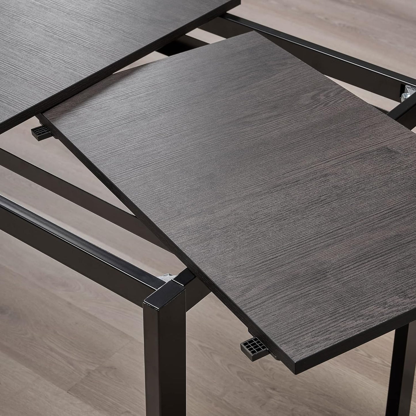 Extendable Table 80/120 x 70 cm Black/Dark Brown