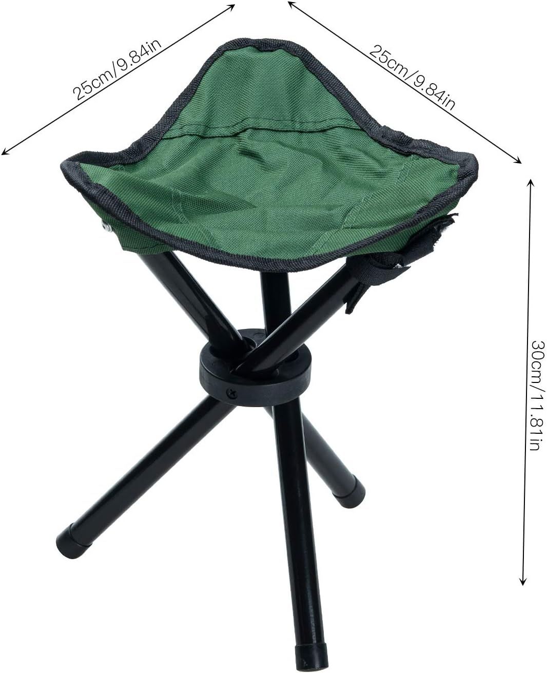 Outdoor Tripod Stool, Portable Foldable Small 3 Legs Canvas Chair for Hiking Camping Fishing Picnic Beach BBQ Travel Backpacking Garden Seat (Green)