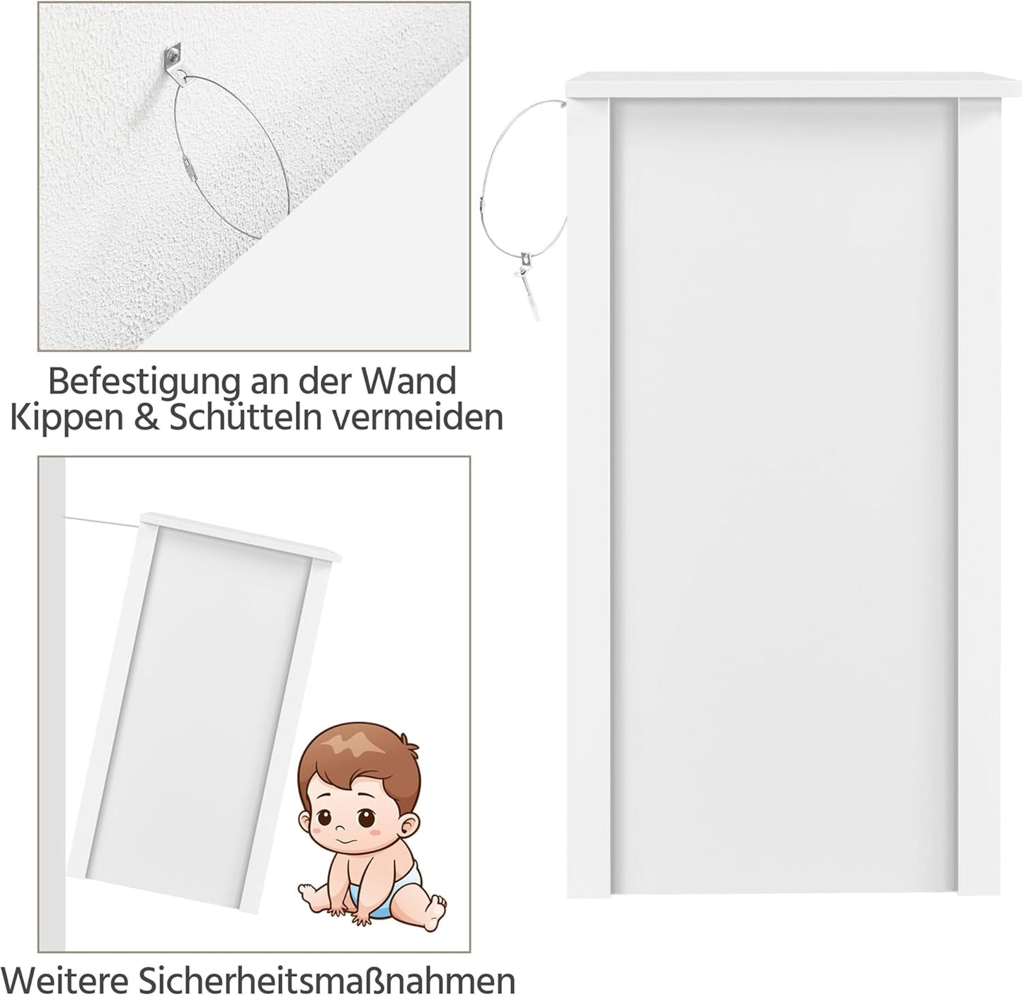 2er Set Nachttisch mit 3 Schubladen Nachtschrank aus Holz Nachtkonsole Nachtkommode für Schlafzimmer Wohnzimmer Beistelltisch für Boxspringbett weiß