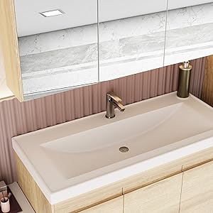 City Bathroom Furniture Set 3-Piece 60 cm | Wash Basin | Mirror Cabinet | Base Cabinet | Sonoma Oak | Soft Close Doors & Invisible Handles | Natural Style | Bathroom Furniture Washbasin