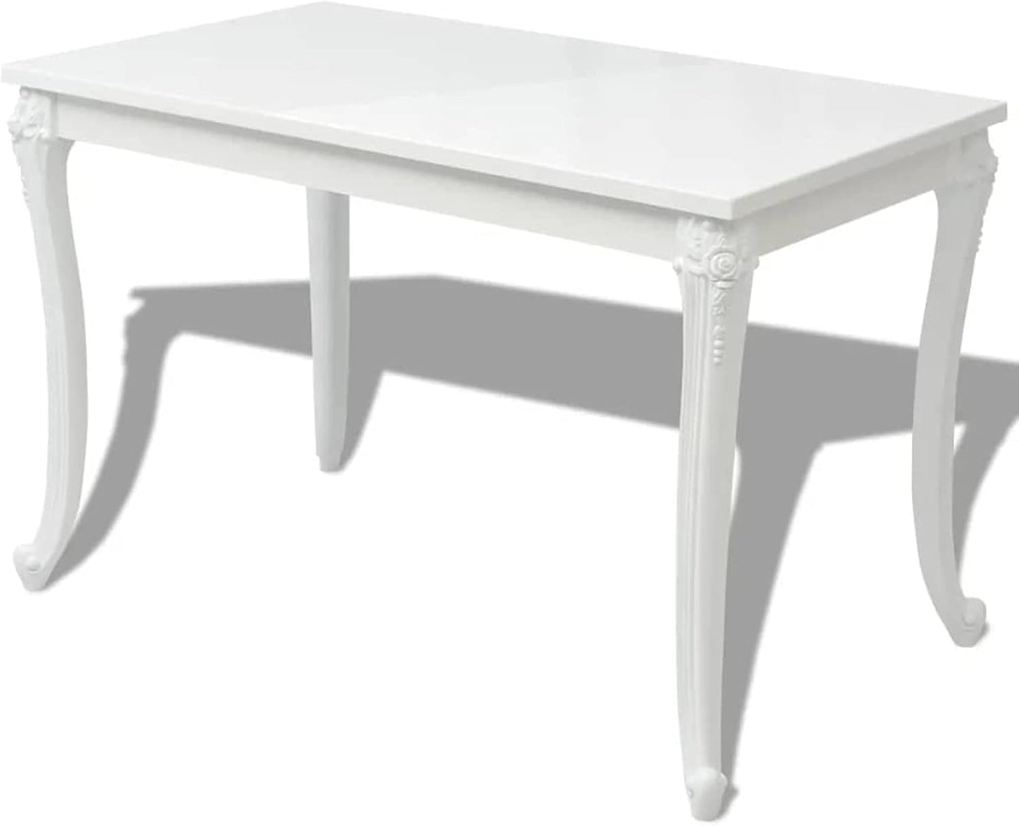 Dining Table 116 x 66 x 76 cm High Gloss White Wooden Kitchen Sofa Garden Table Extendable