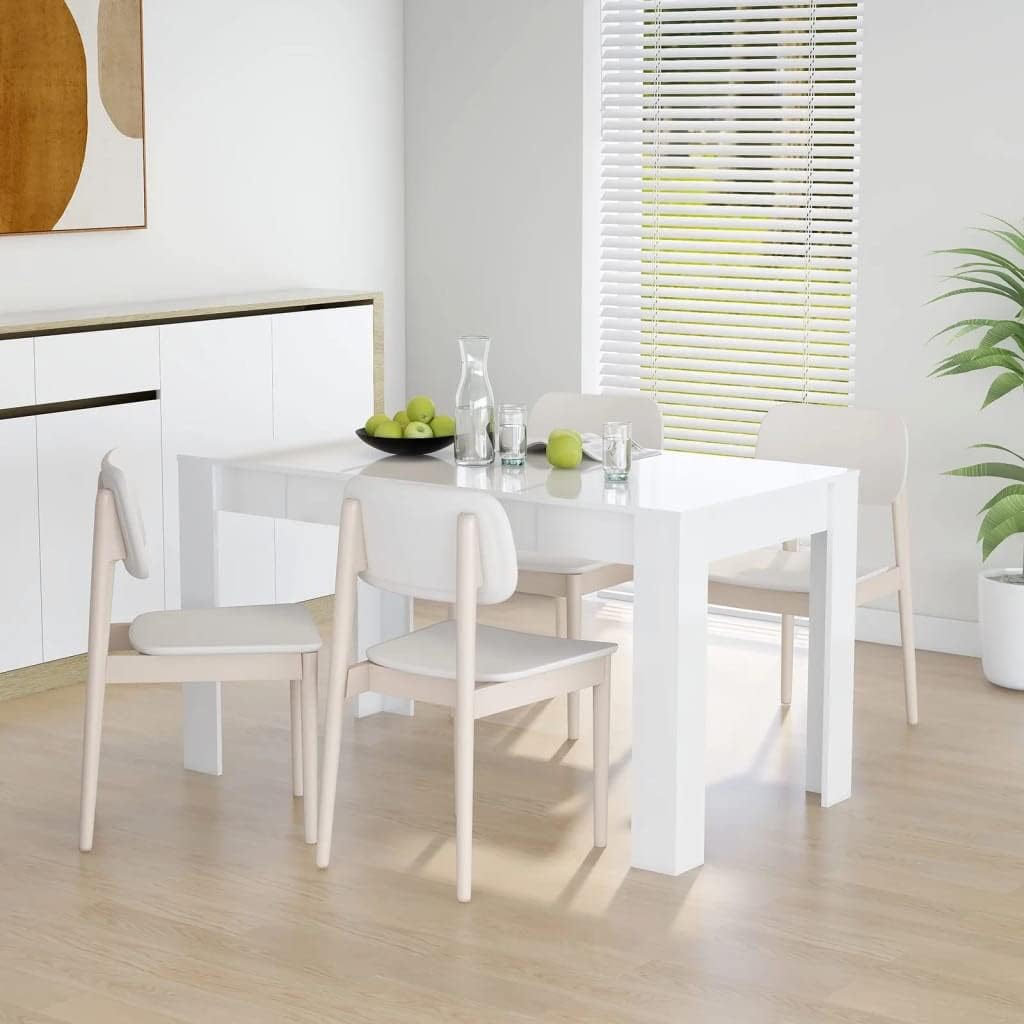 Dining Table High-Gloss White 140 x 74.5 x 76 cm Wood Material