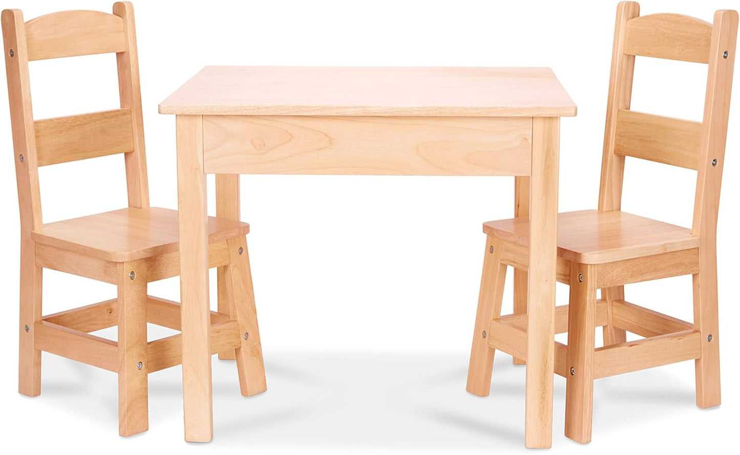 Melissa & Doug Solid Wood Table and 2 Chairs Set - Light Finish Furniture for Playroom