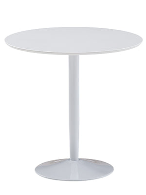 Round Dining Table, 75 x 75 x 74 cm, Small Kitchen Table, White High Gloss, Round Dining Room Table for 2 People, Modern Breakfast Table, Kitchen, Dining Room, Small