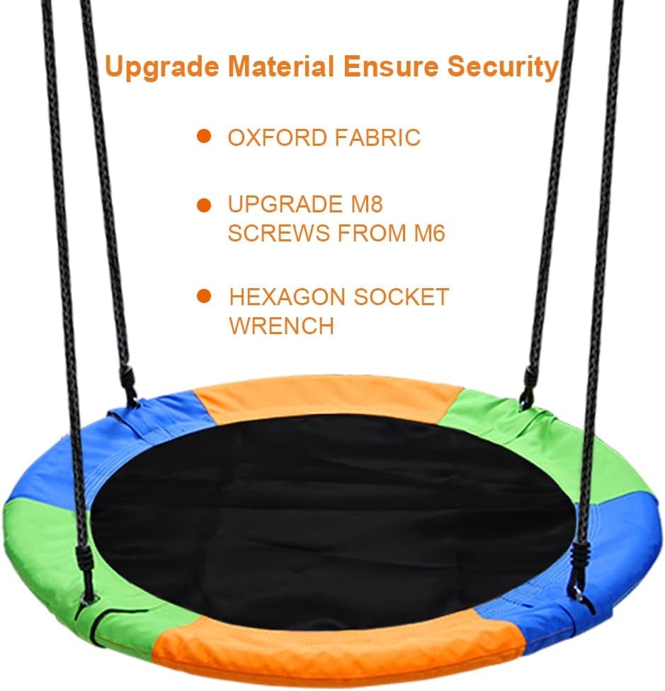 Juegoal 40 Inch Saucer Tree Swing, Large Rope Swing with Children Swing Platform Bonus Carabiner for Hanging Rope Outdoor